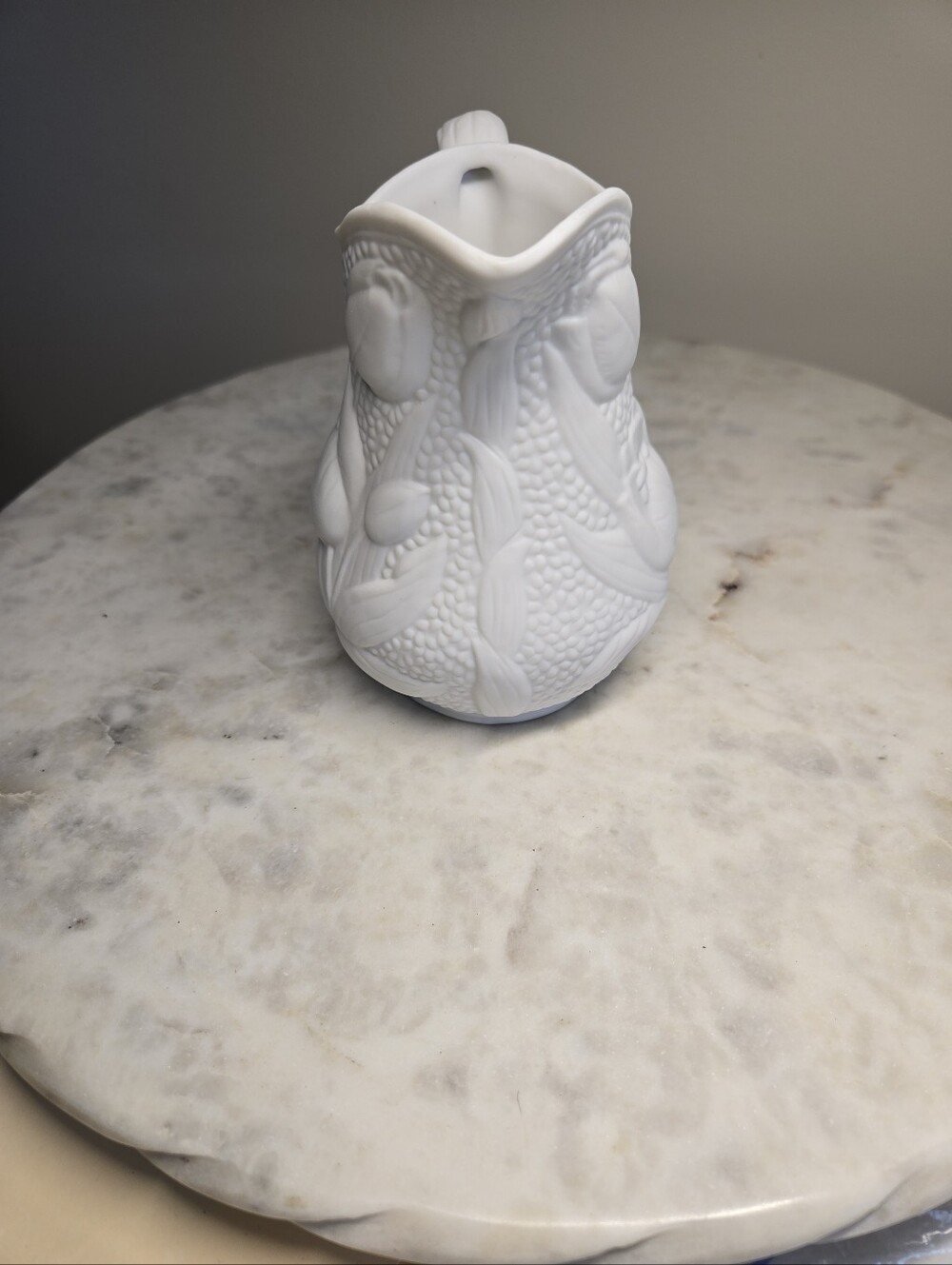 White Bisque Tulip Design Creamer Made In Mexico